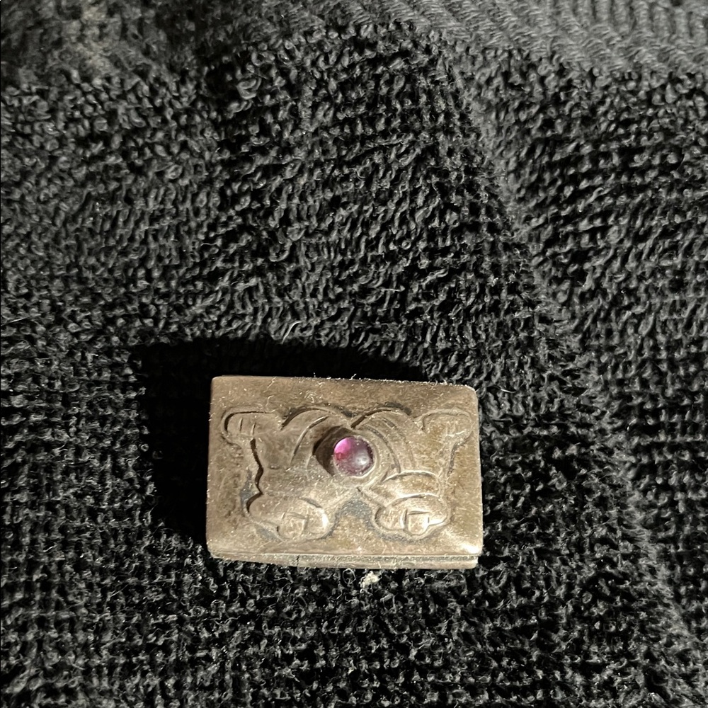 Silver  box with Purple Gem stirling
